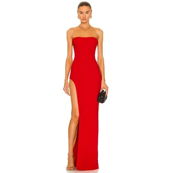 MONOT Women's Tube Slit Gown Size IT 38/US 2 In Red - Picture 1 of 16